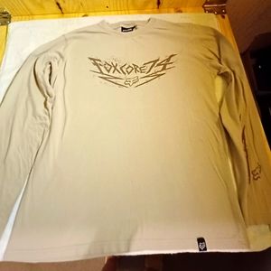 Fox Core 74 Men's Long Sleeve Beige Tee With Logo Graphics-M